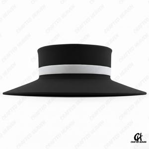 Elegant black felt top hat with wide brim and white satin band, inspired by Melania Trump’s inauguration style, displayed on white background
