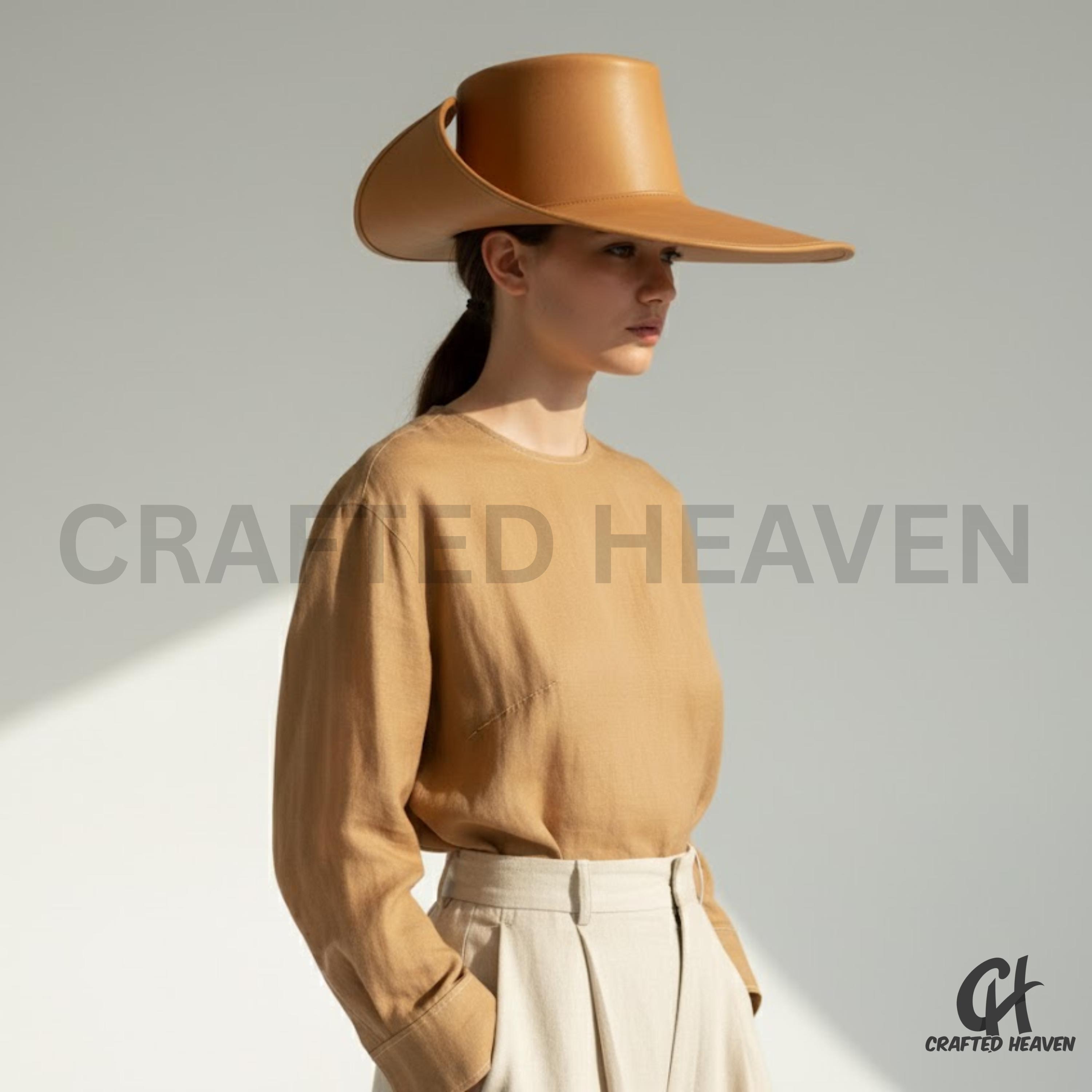 Banana Republic Tan  Genuine Leather Detailed Brimmed Hat Felt Brimmed Hat | Banana Republic main image 3