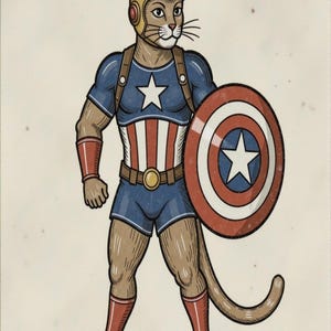 Superhero Cat Wall Art – Funny Printable Cat Poster, Digital Download, Retro Comic Style Animal Decor for Cat Lovers & Kids Rooms