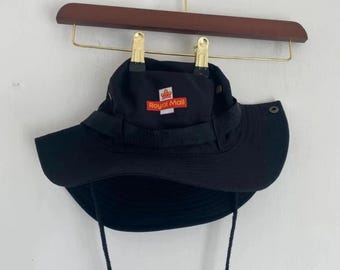 Royal Mail Bucket Hat With String : Black White Red Yellow Sun Hat