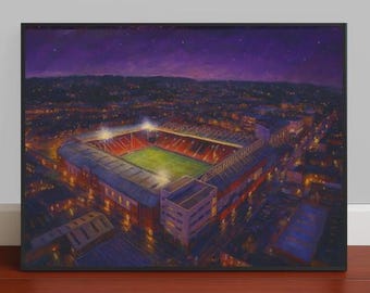 Bramall Lane Art Print : Vintage Sheffield United Football Ground Lucky Shirt Art Picture