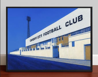 Ninian Park Art Print : Vintage Cardiff City Football Ground Lucky Shirt Art Picture