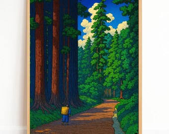 Road to Nikko A1 Art Print : Large Giant Poster Kawase Hasui Nature Trees Forest