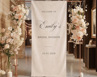 Custom Lace Linen Wedding Welcome Sign for Bridal Shower, Engagement Party