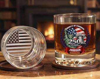 USA 250th Anniversary Eagle Whiskey Glass – Patriotic Gift