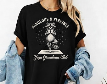 Flexible Yoga Grandmas Club Shirt, Funny Raccoon Tee