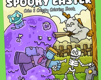 Gruseliges Oster-Malbuch, gruselige Kawaii-Kreaturen, (Digitaler Download)