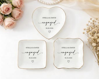Custom Ring Dish for Couples, Personalized Wedding Gift, Engagement Gift for Bride, Bridal Shower Ring Holder, Wedding Gifts for Couple