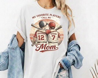 Personalized Baseball Mom T-Shirt, Custom Game Day Baseball Mama Tee