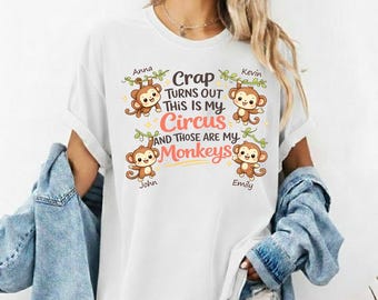 Circus Monkeys Motherhood T-Shirt, Humorous Family Tee