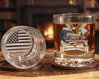 USA Quarter Millennium Eagle Whiskey Glass