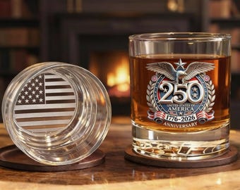 250th Anniversary USA Eagle Whiskey Glass, Patriotic Gift