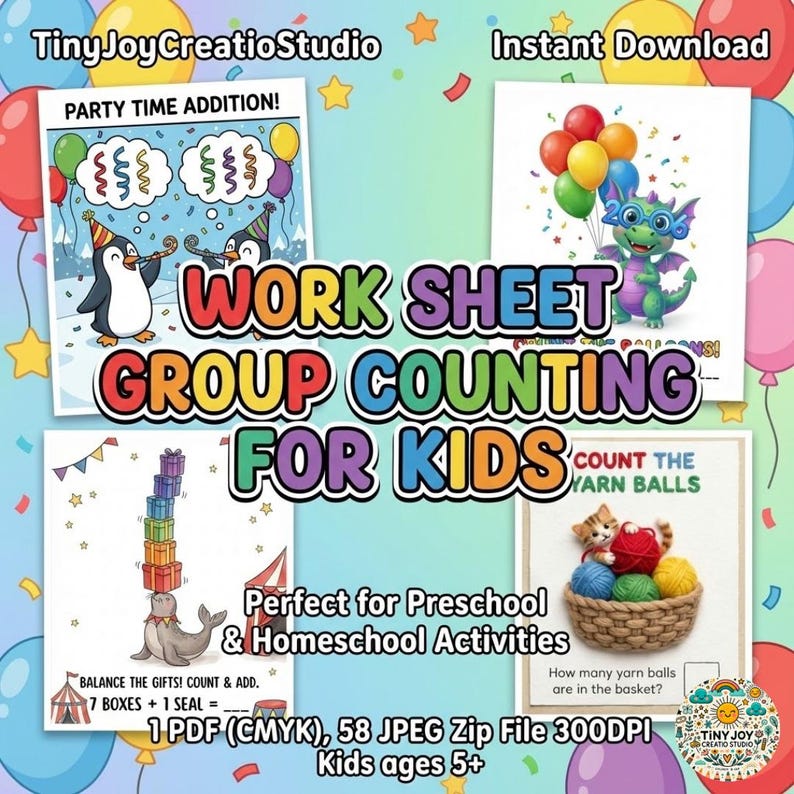 Group Counting Worksheets | Preschool Math Activities (PDF Download) - Etsy