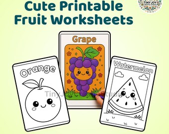 Kawaii Fruit Coloring Pages for Kids, A4 Printable (PDF + PNG)