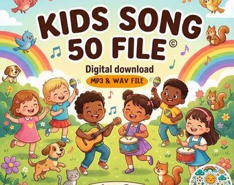 Canciones infantiles, 50 archivos MP3 y WAV, aprendizaje preescolar (descarga digital)