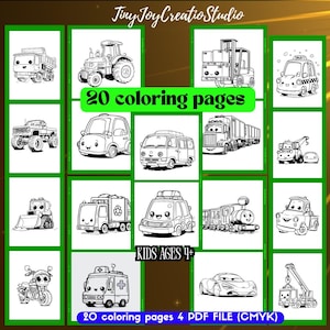 Cute Vehicle Coloring Pages for Kids – Printable Thin Line Art Cars, Trucks & More