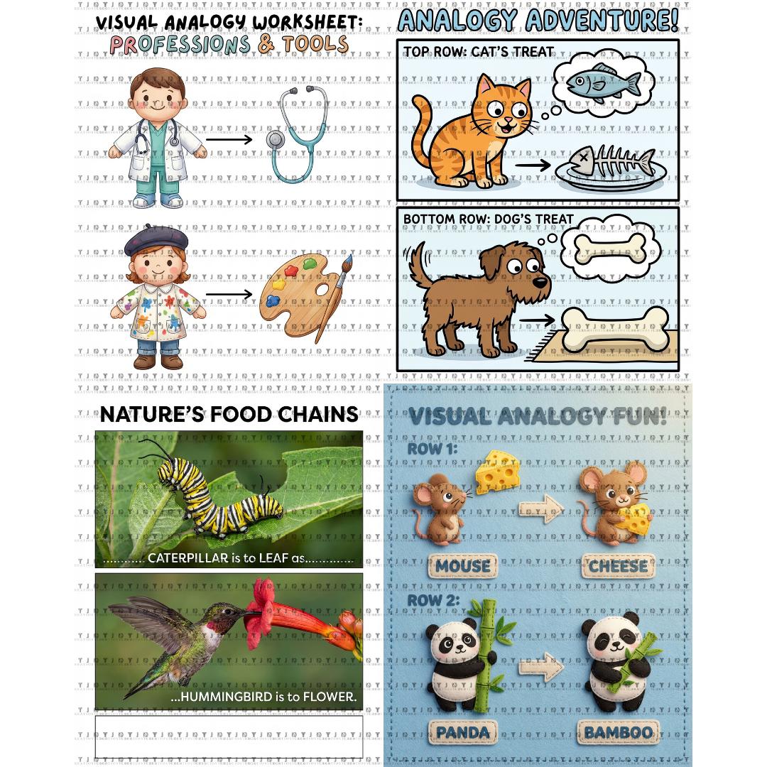 Visual Analogy Worksheets, K-2 Reasoning Activities (PDF + JPEG Files ...