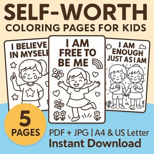 Selbstwertgefühl Affirmation für Kinder - Selbstwertgefühl Ausmalbilder für Kinder - Erwachsene zum Ausdrucken
