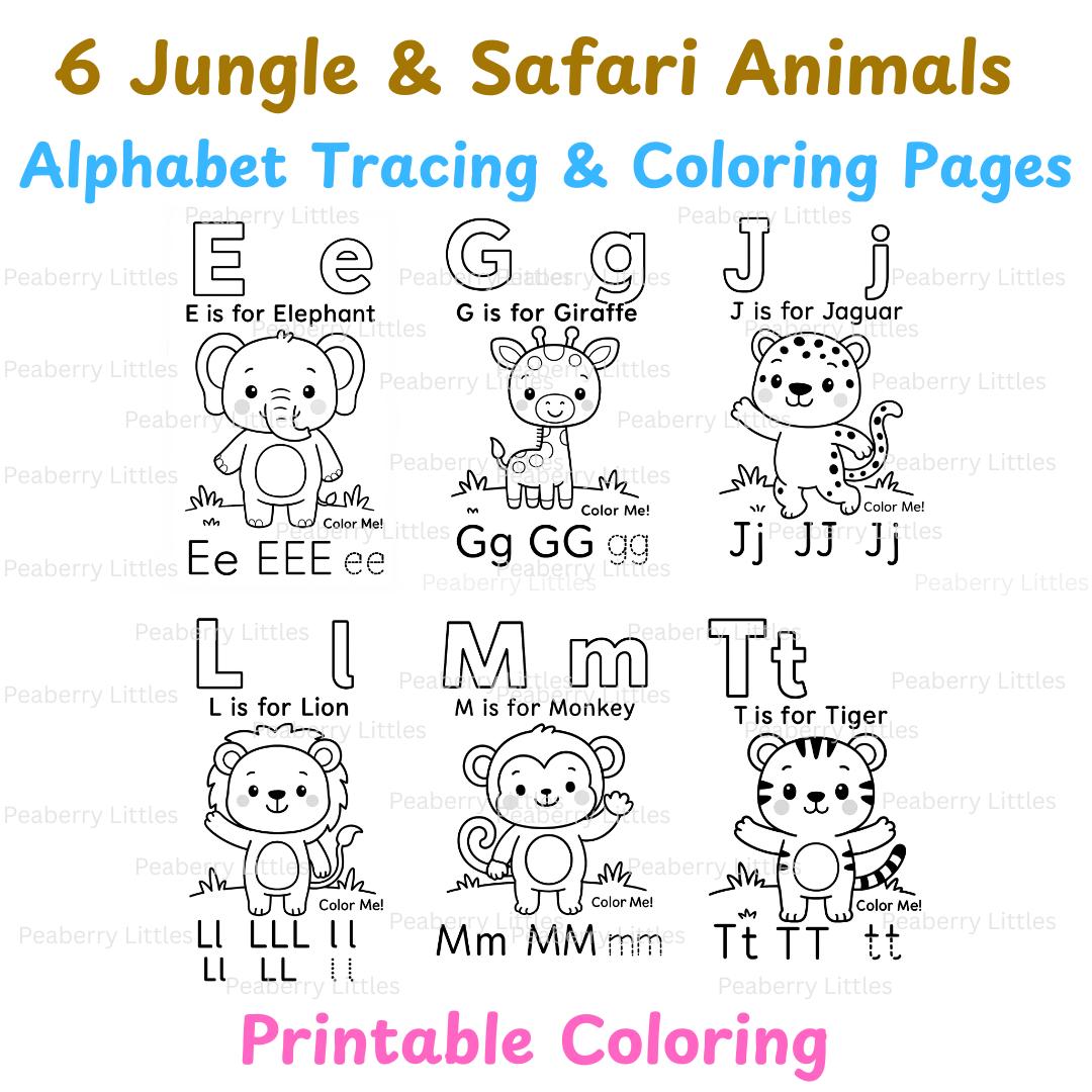 Jungle Safari ABC Animals | Wild Alphabet Tracing Pages for Preschool ...