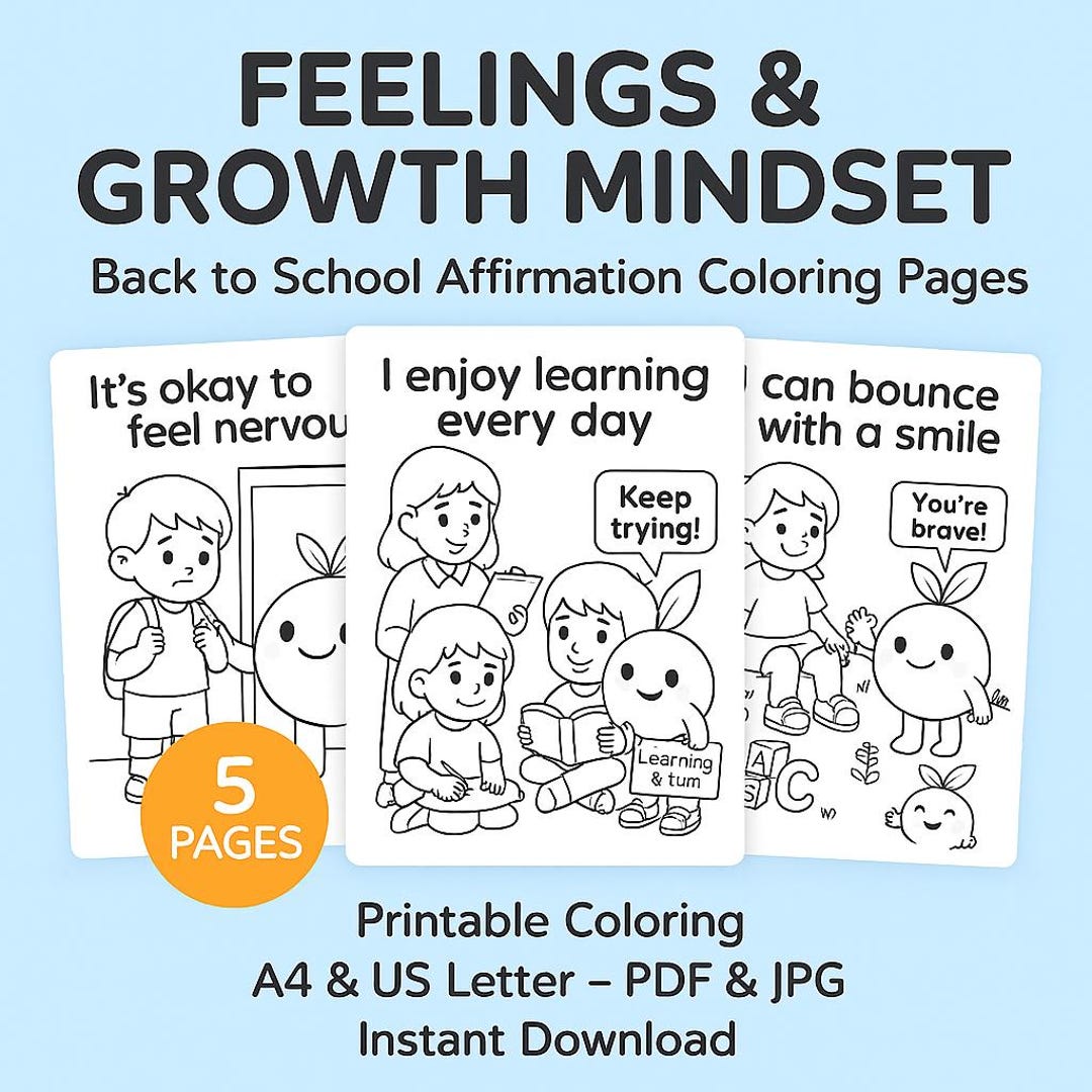 Back to School Affirmation Coloring Pages for Kids – Growth Mindset ...