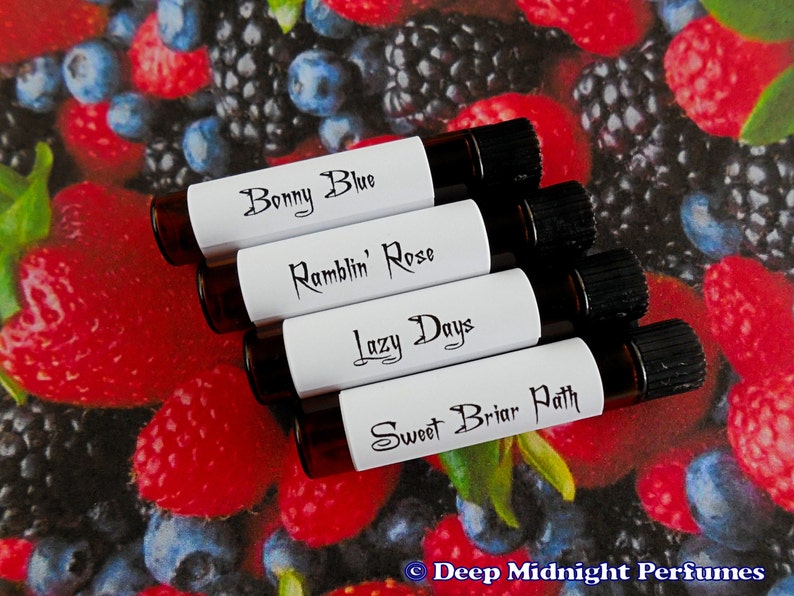 Berry Sweet Perfume Sampler Set: Four 1 ml vials, Berry perfume image 1