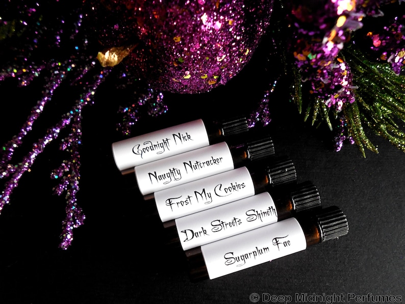 Gothic Little Christmas™ Perfume Sample Set of 5 vials, Christmas, perfume oil, perfume samples image 2