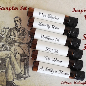 Op SHERLOCK HOLMES geïnspireerde parfummonsterset van zes flacons