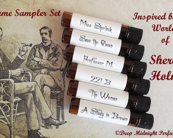 SHERLOCK HOLMES inspired PERFUME Sample Set of Six Vials