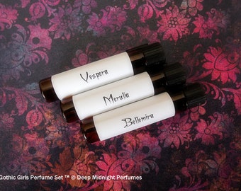 GOTHIC GIRLS™ Perfume Sampler Set - Gothic Perfume - Deep Midnight Perfumes - Fantasy Perfume — half dram (2ml) vials