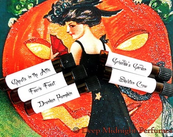 VICTORIAN HALLOWEEN Perfume Sampler Set  #5, Set of FIVE 1 ml vials, Halloween Perfume, Fall perfume