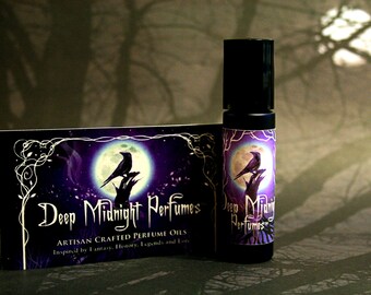 DEEP MIDNIGHT Perfume Oil: Amber, Dusty Rose, Vanilla, Musk, GOTHIC Perfume, Victorian Perfume