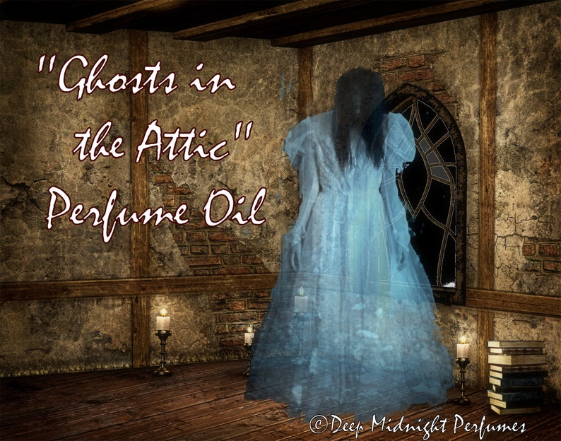 GHOSTS in the ATTIC™ Perfume Oil Red apples, autumn wind, Halloween candies, antique wood, HALLOWEEN perfume, autumn fragrance image 1