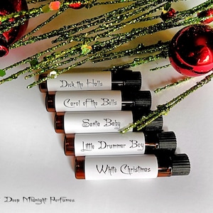 CHRISTMAS MEDLEY Perfume Sampler Set of Five Vials - Holiday Perfume - Winter Fragrance