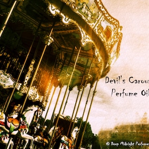 DEVIL&#39;S CAROUSEL™ Perfume Oil - Dark Amber, Pipe Tobacco, Black Peppercorns, Kettlecorn, Mini Donuts - Halloween Perfume - Fall Fragrance