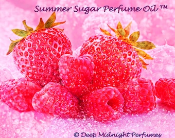 SOMMER SUGAR™ Parfümöl - rosa Zucker Kristalle, weiß Zucker Kristalle, Erdbeeren, Himbeeren, Sandelholz - Sommerduft