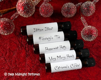 A Toast to the Holidays - Christmas Perfume - Perfume Sample Set of Five Vials - Holiday Perfume - Winter Fragrance