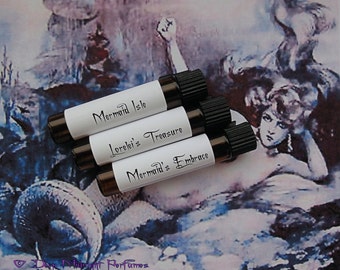 MERMAIDS Perfume Sampler Set - artisan perfume samples - Deep Midnight Perfumes — half dram (2ml) vials