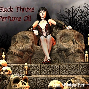 BLACK THRONE™ Perfume Oil Black Opium Accord, Oriental Florals, Teakwood, Patchouli, Vanilla, Dark Tea Gothic Perfume image 1