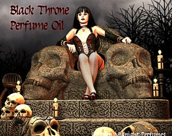 BLACK THRONE™ Perfume Oil - Black Opium Accord, Oriental Florals, Teakwood, Patchouli, Vanilla, Dark Tea - Gothic Perfume