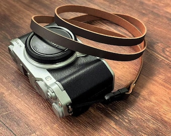 Minimal Leather Camera Strap:Slim Vintage Hand Strap