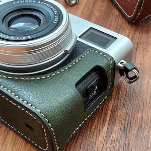 Fuji X100VI Retro Half Case, Vegan Leather Camera Protector, Magnetic Battery Access