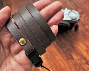 Leather Camera Neck Strap: 10mm Durable Vintage Slim Strap