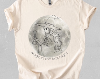 Maglietta Magic in the Moonlight, maglietta Celestial Witch, maglietta Mystical Witchcore, top magico, maglietta Potion Bottle, regalo strega trendy per lei