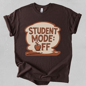 Grappig T-shirt met de tekst "Student Mode Off", "School's Out"-shirt, eindejaarsgeschenk voor studenten, top voor afstuderen, retro cartoonprint, esthetisch shirt