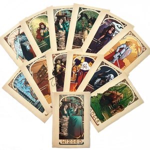 Tabletop Nouveau 12 Piece Mini Print Set of Dungeons and Dragons Women in Armor