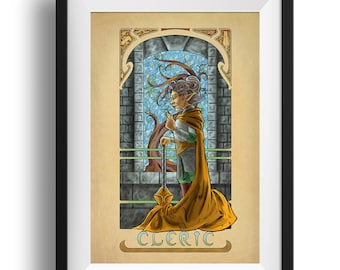 La Clerc - The Cleric - Print - Tabletop Nouveau Dungeons and Dragons Pathfinder