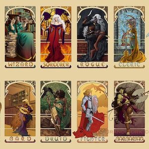 Tabletop Nouveau 20x30 Print Dungeons and Dragons Pathfinder RPG Art Nouveau image 2