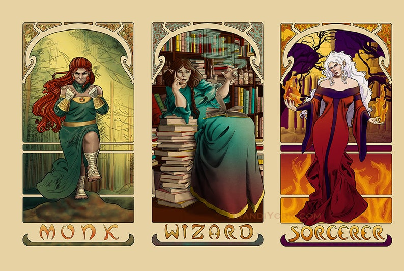 Tabletop Nouveau 20x30 Print Dungeons and Dragons Pathfinder RPG Art Nouveau image 3