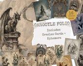 Gargoyle Oracle Card Folio: Gothic Junk Journal Ephemera (Digital Download)