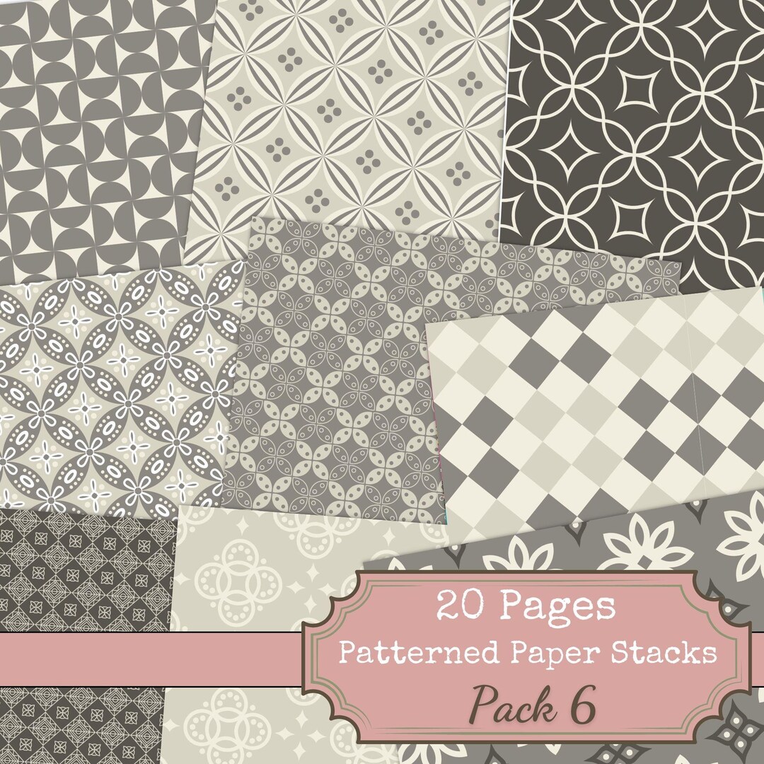 Pretty Patterns – 20 Page Digital Paper Set for Junk Journals Pattern ...